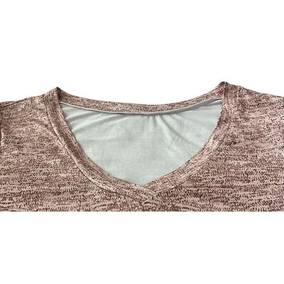NO MFG. TAG LONG SLV PULL-OVER V-NECK BLOUSE, WOMENS, 1XL, ORANGE BLK PINK BROWN - Picture 2 of 10